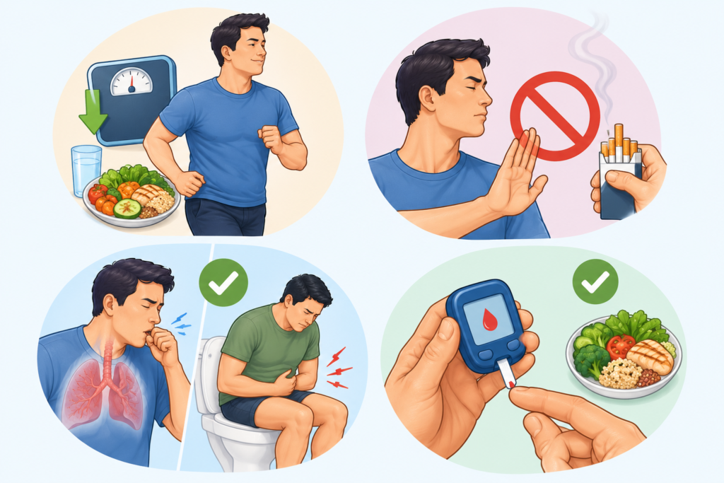 Four Panel Healthy Lifestyle Infographic - Laparoscopic Surgeon Dr. Digant Pathak